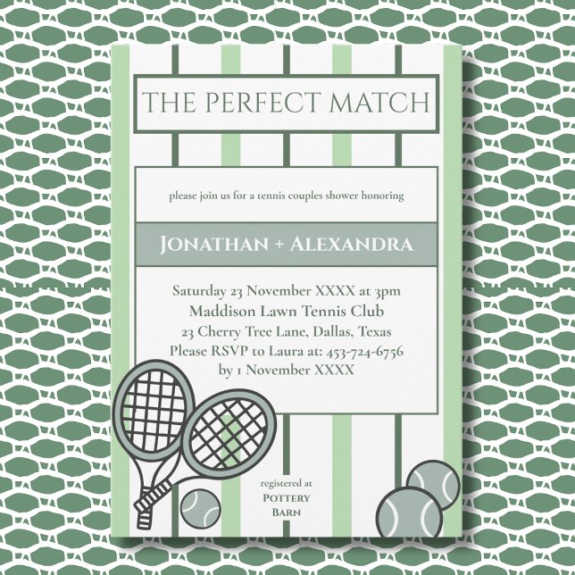 Invitación Green Perfect Match Tennis Couples Bridal Shower (Subido por el creador)