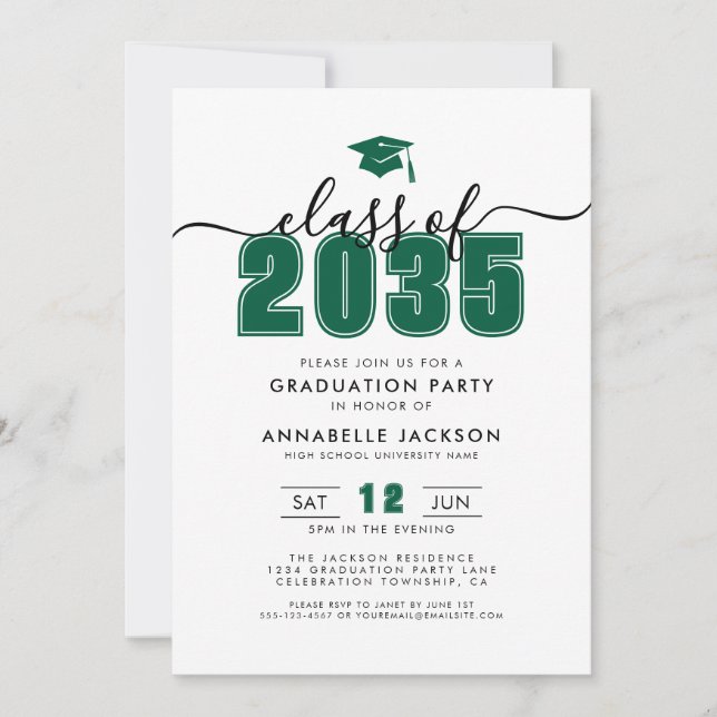 Invitación Green Photo Graduation Party (Anverso)