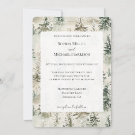 Invitación Green Pine Trees Wedding