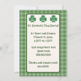 Invitación Green Plaid and Green Shamrock St. Patrick's Day