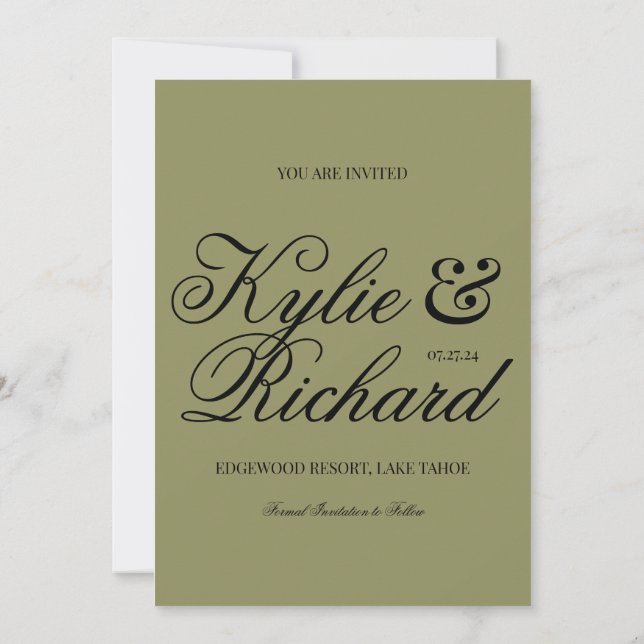 Invitación Green Plaid Save The Date (Reverso)
