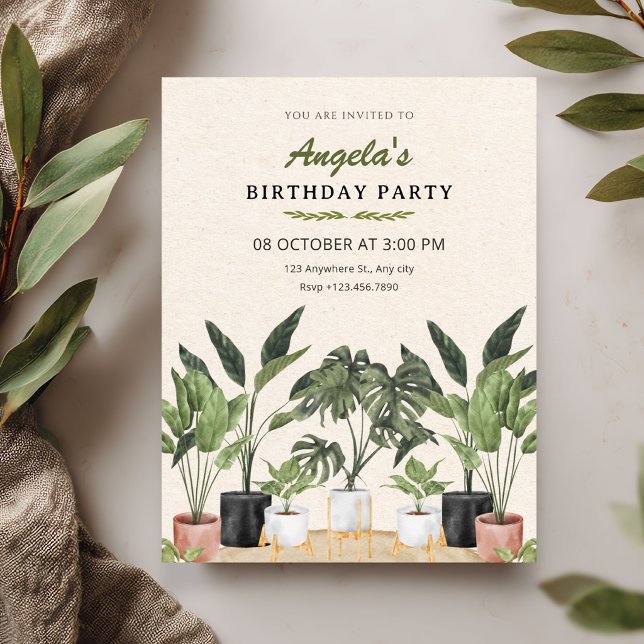 Invitación Green plants birthday (Subido por el creador)
