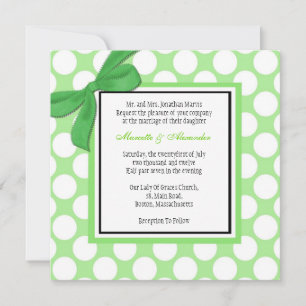 Invitación Green Polka Dot Wedding Invitation