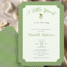 Invitación Green Polka Dots Little Sprout Baby Shower