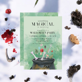 Invitación Green Potions & Spells Witts Cauldron Halloween