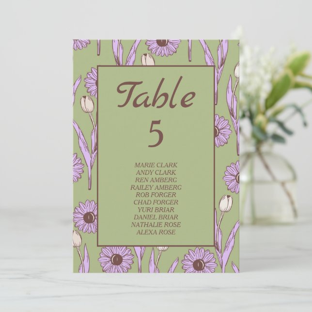 Invitación Green Purple Retro Y2K Funky Hippie Flower Pattern (Anverso de pie)