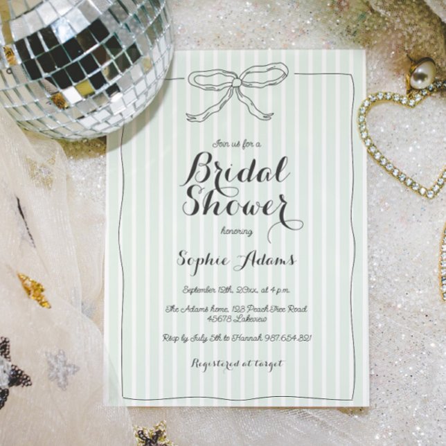Invitación Green Quirky Bow Whimsical Bridal Shower (Subido por el creador)