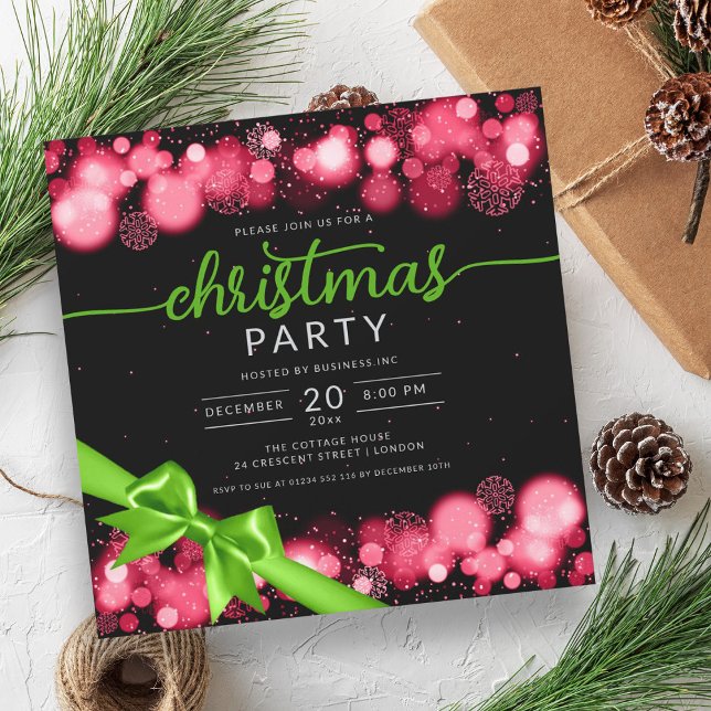 Invitación Green Red Winter Wonderland Company Xmas Ribbon (Green Red Winter Wonderland Company Xmas Ribbon Invitation)