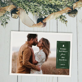 Invitación Green Rustic Tree Woodgrain Christmas Photo Card