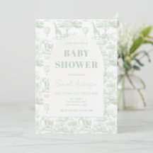 Green Safari Toile D Jouy Jungle Tema Baby Shower