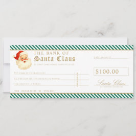 Invitación Green Santa Cheque Gift Voucher Card