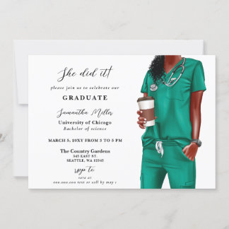 Invitación Green Scrubs Nurse Photo Lo Hizo Graduación