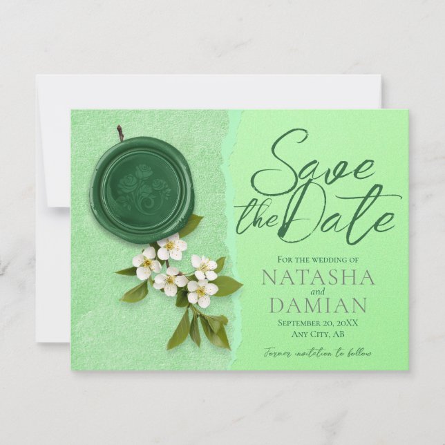 Invitación Green Seal Save the Wedding Date Invitation (Anverso)