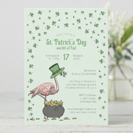 Invitación Green Shamrock Flamingo St Patrick's Day Party