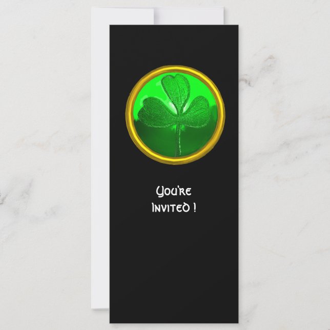 INVITACIÓN GREEN SHAMROCK GEMSTONE, FIESTA DEL DÍA DE PATRICK (Anverso)