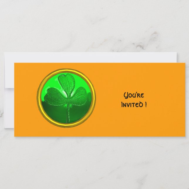 INVITACIÓN GREEN SHAMROCK GEMSTONE, FIESTA DEL DÍA DE PATRICK (Anverso)