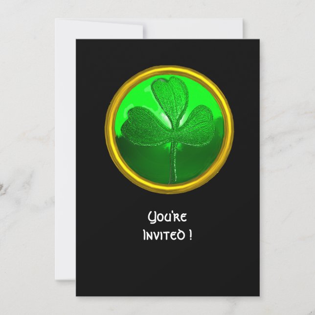 INVITACIÓN GREEN SHAMROCK GEMSTONE, FIESTA DEL DÍA DE PATRICK (Anverso)
