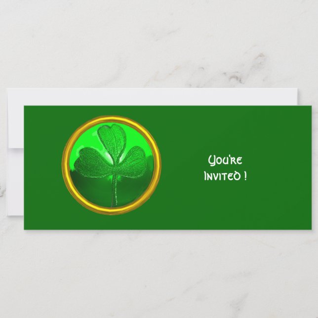 INVITACIÓN GREEN SHAMROCK GEMSTONE, FIESTA DEL DÍA DE PATRICK (Anverso)