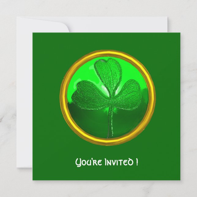 INVITACIÓN GREEN SHAMROCK GEMSTONE, FIESTA DEL DÍA DE PATRICK (Anverso)
