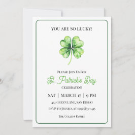 Invitación Green Shamrock Luck Simple St. Patrick's Day Fiest