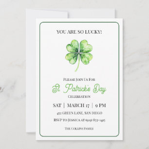 Invitación Green Shamrock Luck Simple St. Patrick's Day Fiest