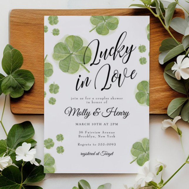 Invitación Green Shamrock Lucky in Love Couples Bridal Shower (Subido por el creador)
