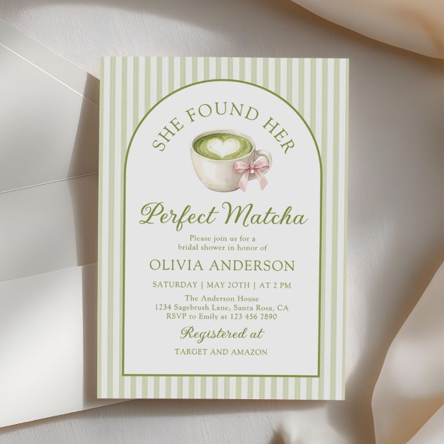 Invitación Green She's Found Her Perfect Matcha Bridal Shower (Subido por el creador)