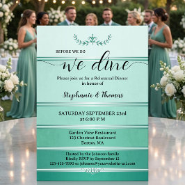 Invitación Green Silver Striped Tone on Tone Rehearsal Dinner