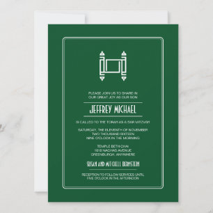 Invitación Green Simple Torah Bar Mitzvah