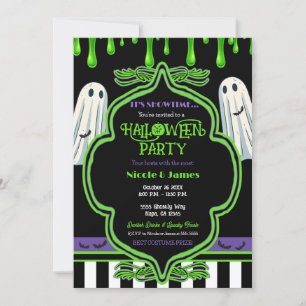 Invitación Green Slime Halloween Ghost Costume Fiesta