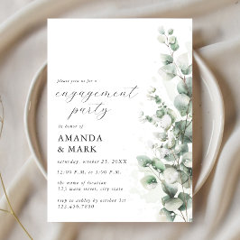 Invitación Green Snow Eucalyptus Winter Engagement Party