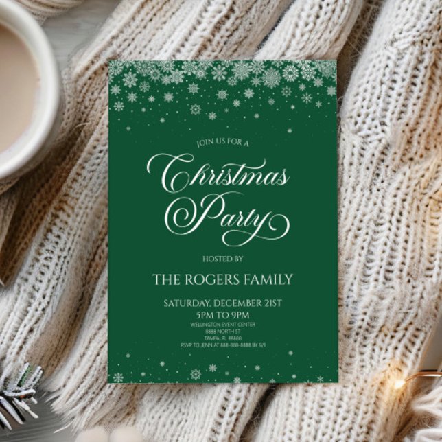 Invitación Green Snowflake Winter Christmas Party (Subido por el creador)