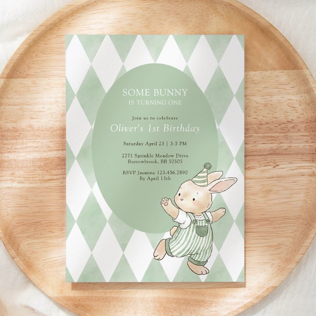 Invitación Green Some Bunny Is Turning One 1st Birthday (Subido por el creador)