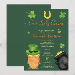 Invitación Green St Patrick acuarela baby ducha por correo
