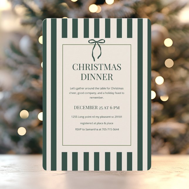 Invitación Green Stripe Christmas Dinner (Subido por el creador)