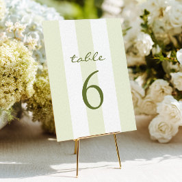 Invitación Green Stripe Wedding Table Number