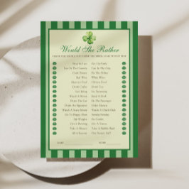 Invitación Green Striped Clover Would She Rather Game Card