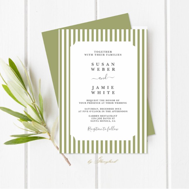 Invitación Green Stripes Wedding (Subido por el creador)