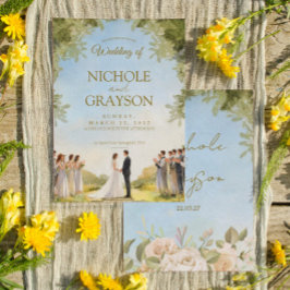 Invitación Green Summer Floral Watercolor Outdoor Wedding