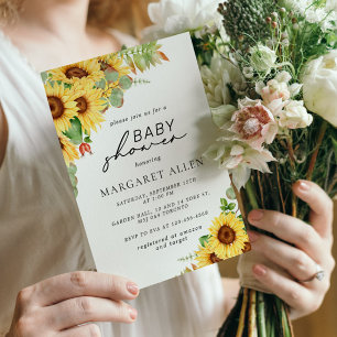 Invitación Green Sunflower Baby Shower