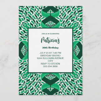 Invitación Green Symmetric Pattern Birthday Invitation