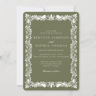 Invitación Green Talavera Tile Boda español de Fiesta