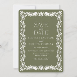 Invitación Green Talavera Tile Fiesta española Salven la fech