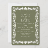 Green Talavera Tile Fiesta española Salven la fech