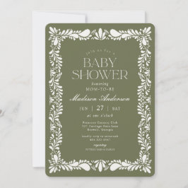 Invitación Green Talavera Tile Spanish Fiesta Baby Shower
