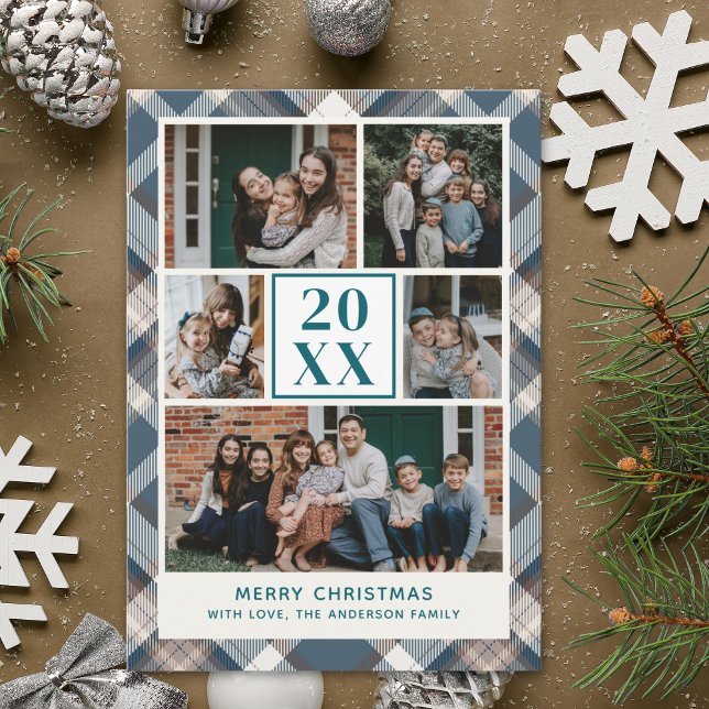 Invitación Green Tartan Christmas Photo Card – Custom Family  (Subido por el creador)