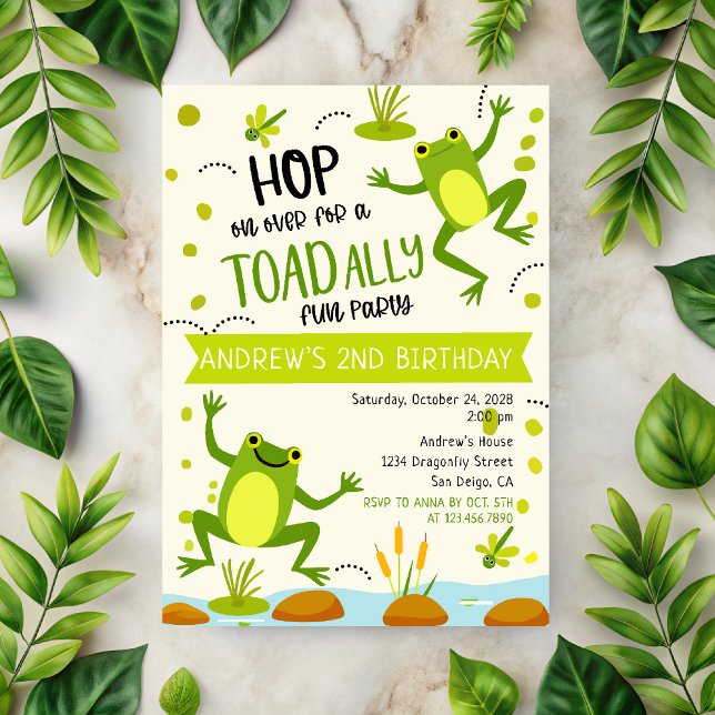 Invitación Green TOADally Diversión Rana Niños Fiesta de cump (Subido por el creador)