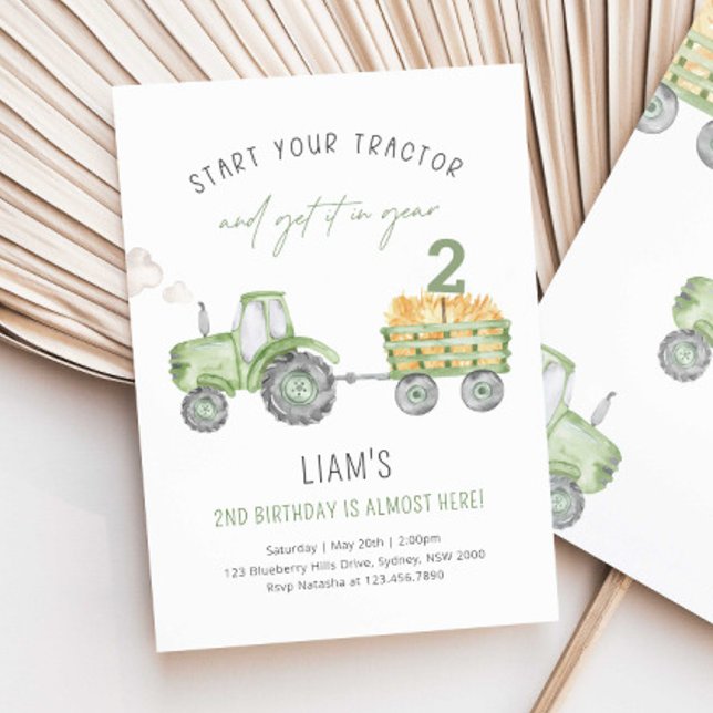Invitación Green Tractor Farm Birday Any Age Fiesta (Subido por el creador)