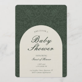 Invitación Green Traditional Floral Arts and Crafts Shower