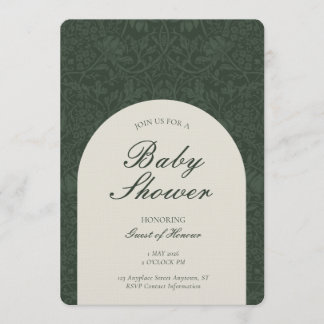 Invitación Green Traditional Floral Arts and Crafts Shower